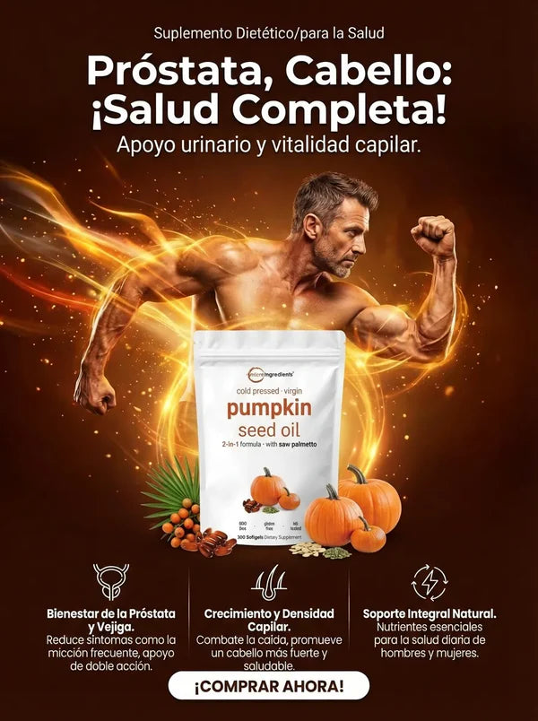 Cápsulas de aceite de semilla de calabaza alivia la próstata y promueve el crecimiento capilar