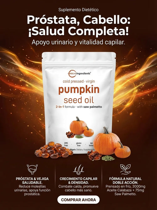 Cápsulas de aceite de semilla de calabaza alivia la próstata y promueve el crecimiento capilar